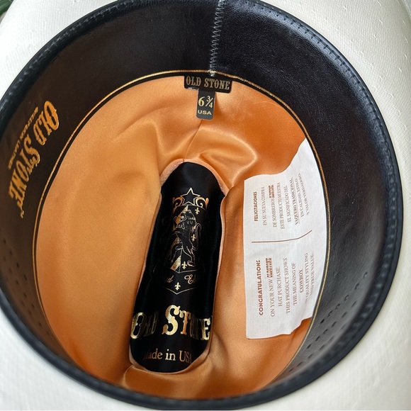 Old Stone cowboy hat straw tan western gold silver band 100x - Picture 5 of 12